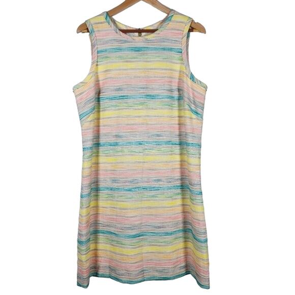 Multicolored Striped Sarah Campbell Sleeveless Shift Dress Size 14 - Picture 1 of 5